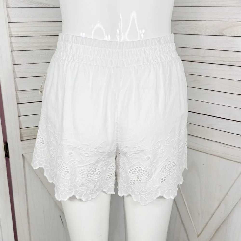 Aeropostale Live Love Dream Eyelet Hem High Waist Shorts White Small - Image 5