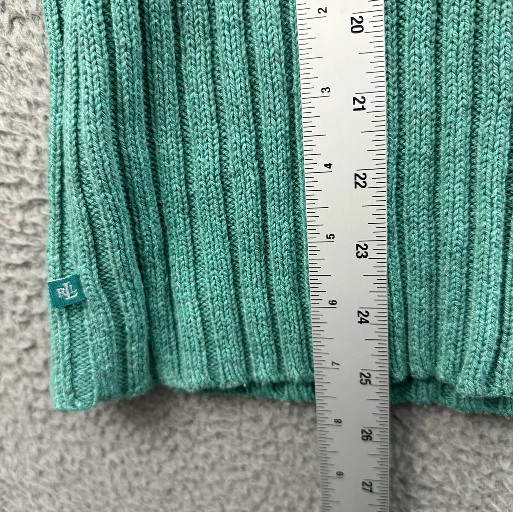 Vintage Lauren Ralph Lauren Silk Linen Knit Sweater Ribbed Preppy Y2K Women' S‎ Green - Image 8