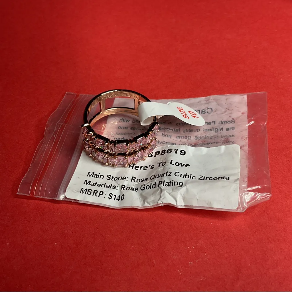 Bomb Party RBP8619 “Here’s To Love” Cubic Zirconia on Rose Gold Size 10 Ring NWT - Image 5