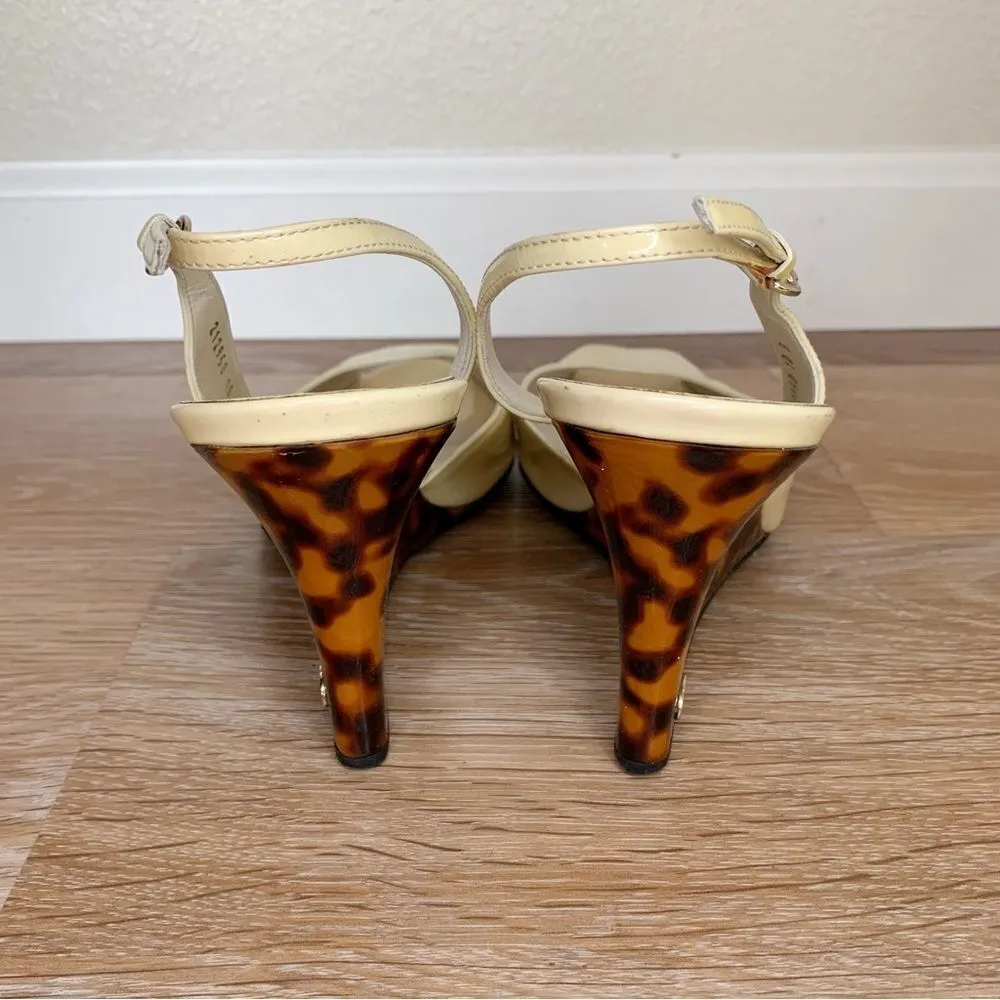 Rare Gucci Size 10 Patent Leather Leopard Peep-Toe Heels - Image 8