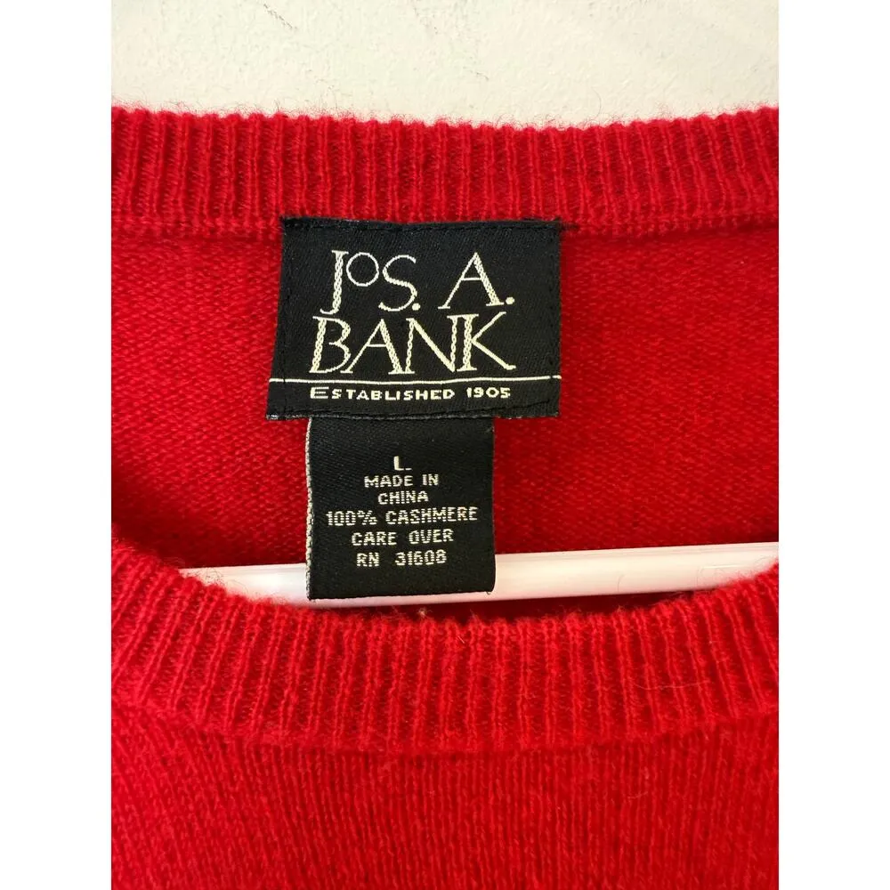 Jos. A. Bank Long Sleeve Crew Neck Pullover Cashmere Sweater Red Women's Large - Image 4