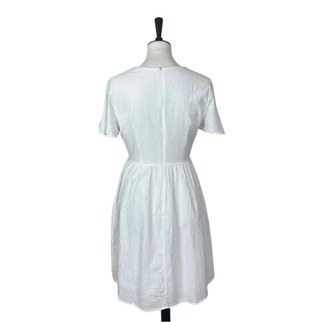 Floral Embroidered A-line Dress Flutter Sleeves White Multi Women’s Size Medium - Image 4