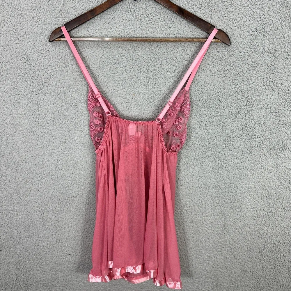 Babydoll Lingerie Small Pink Sheer Sequin Lace Y2K Coquette‎ Fairy Festival - Image 6