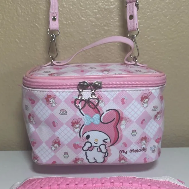 Cute My Melody Makeup Bag Crossbody Storage With Zip Pouch! NWOT Pink - Image 1