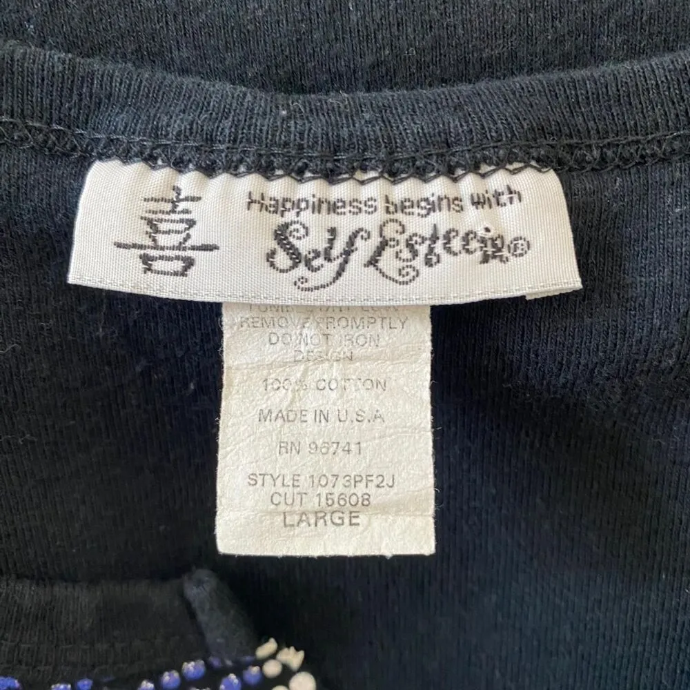 Vintage Made in USA Red White Blue Stars American Flag Sparkly Baby Tee Top L - Image 8