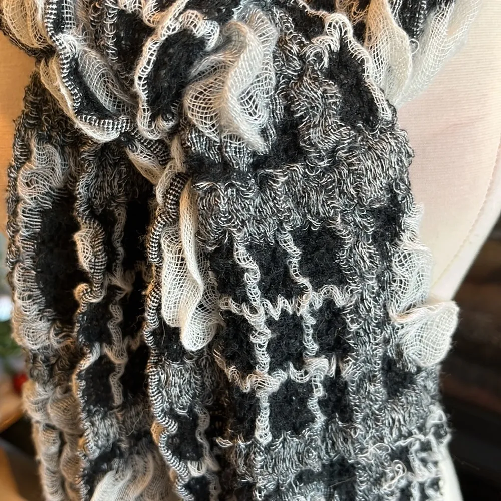 Cozy Winter Scarf Black White Wrap Womens - Image 10