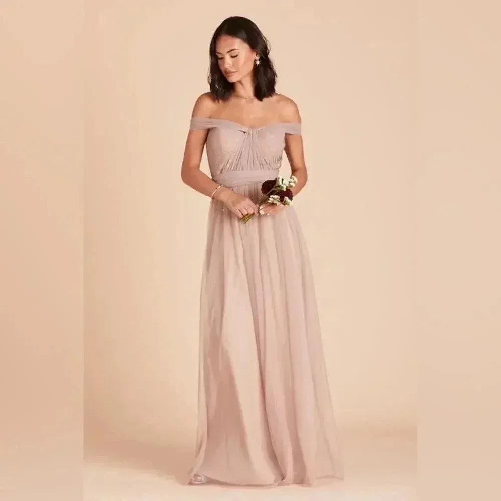 Birdy Grey Christina Convertible Bridesmaid Dress in Tulle Sandy Taupe S NWT - Image 3