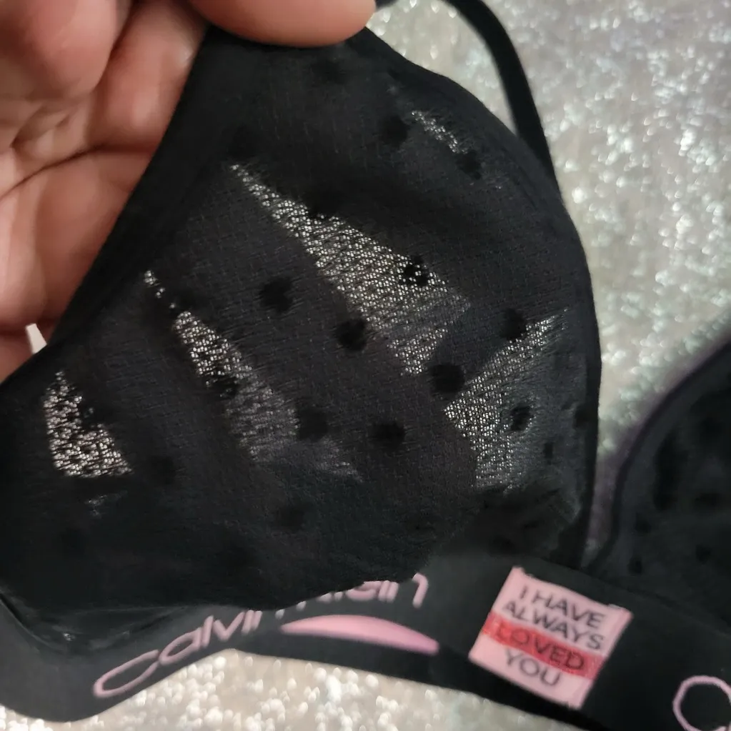 Calvin Klein Black  Mesh Heart Bralette Size Large - Image 9