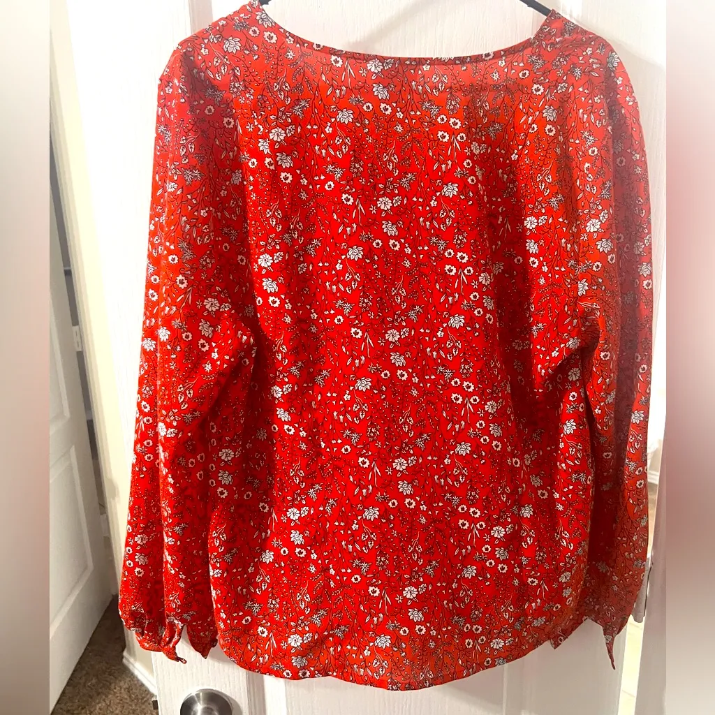 Rachel Zoe Vibrant Red Floral Blouse - Image 3