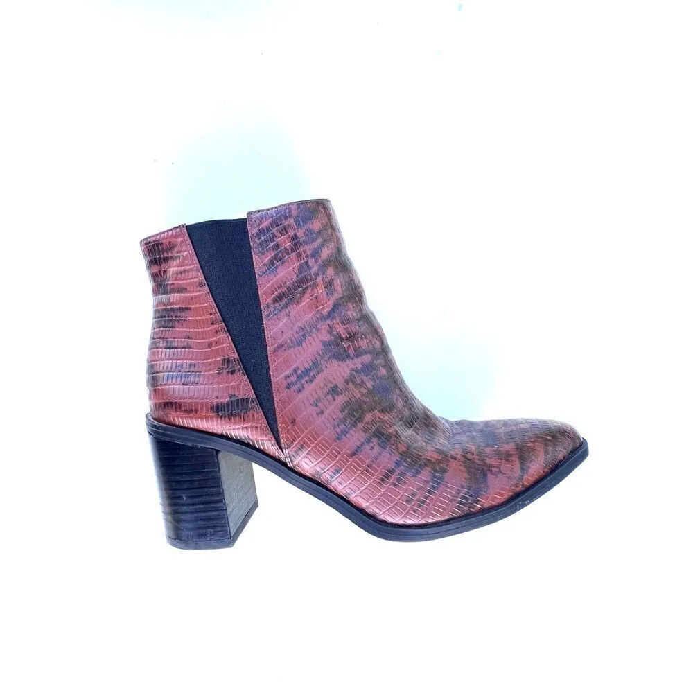 Franco Sarto Shoes boots ankle bootie snake leather luxury casual embossed 8. - Image 4