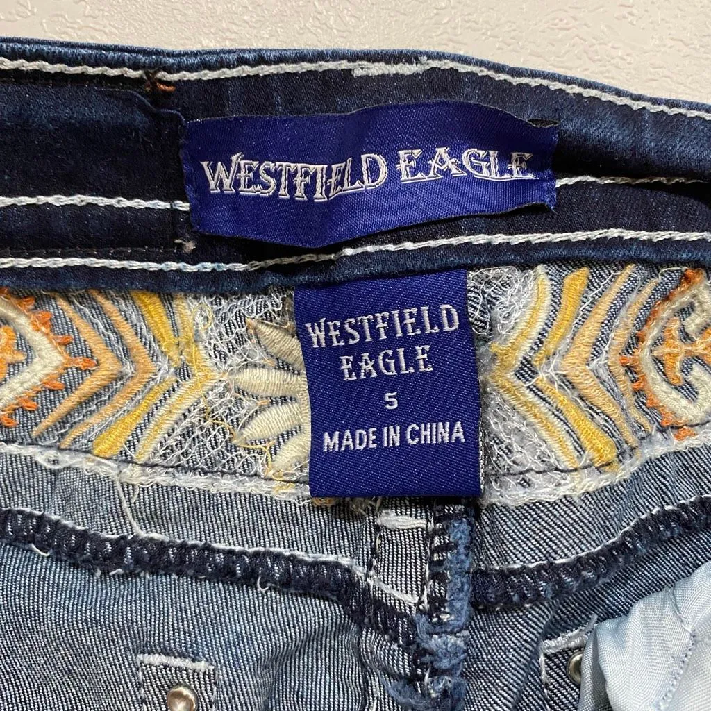Westfield Eagle Dark Wash Bootcut Jeans Size 5 – Contrast Stitching, Western Sty - Image 3