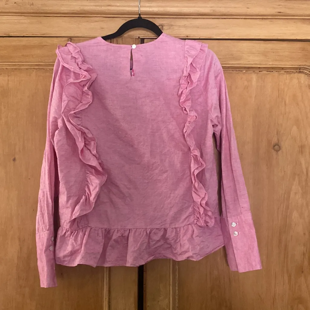 Western Range | Ruffle western cotton/linen long sleeve Pink Size L - Image 8