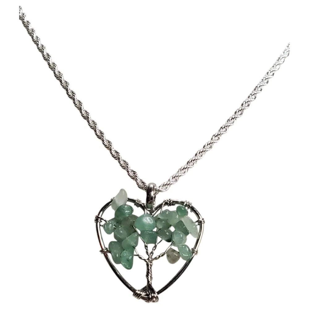 20 in 925 Twisted Chain with Tree of Life Natural Stones Pendant Green - Image 2