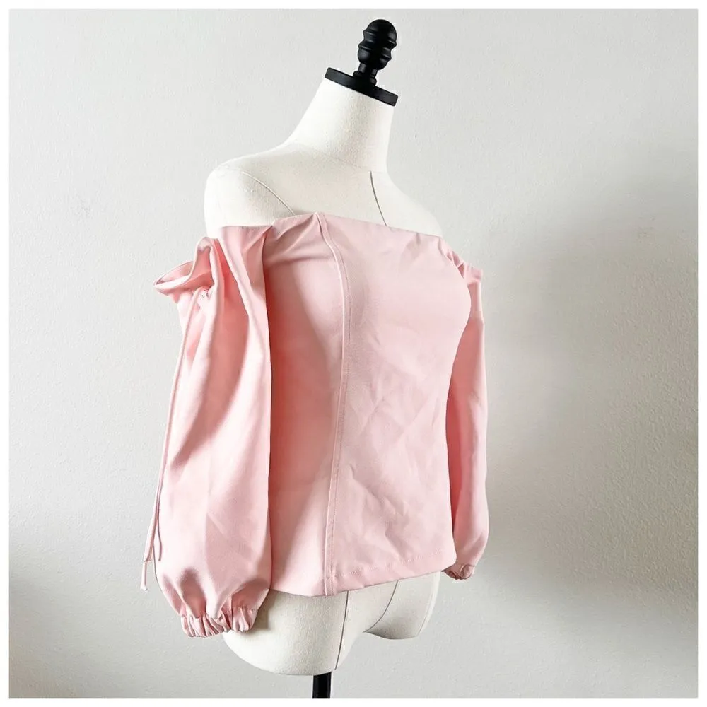 TopShop Baby Pink Off The Shoulder Top Blouse Sz 14 - Image 2