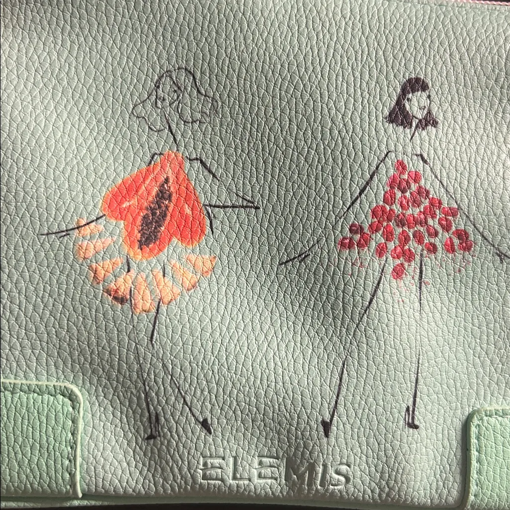 Elemis x Gretchen Roehrs faux leather makeup pouch in a mint green color. - Image 6