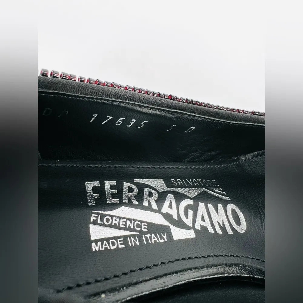 SALVATORE FERRAGAMO Vara Bow Black Sequin Block Heel Ballet Pumps Size 5 - Image 9