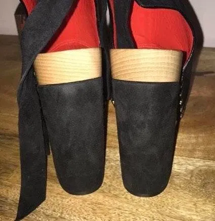 Black Suede Platform Sandal Sz7.5 Silver Size 7.5 - Image 6