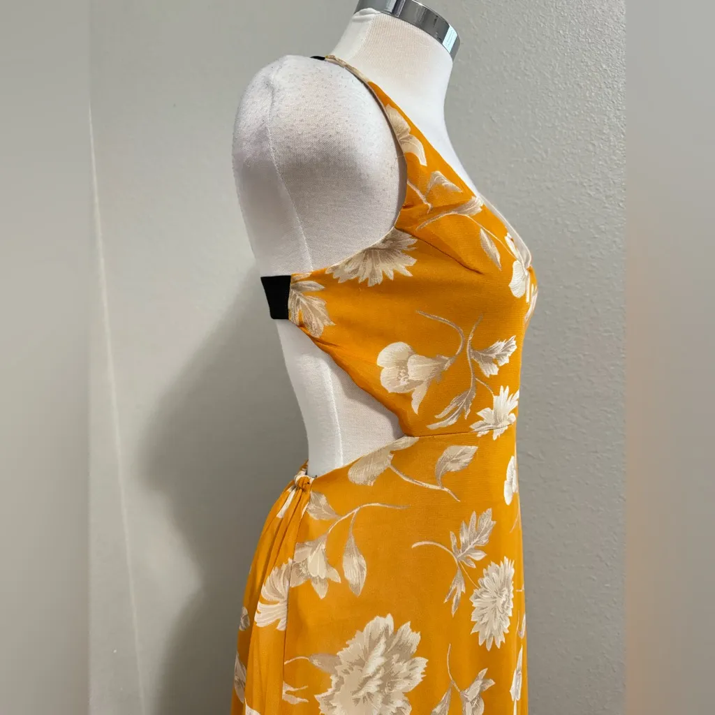 Stone Row Mustard Open Back Floral Maxi Dress Size‎ Small Yellow - Image 5