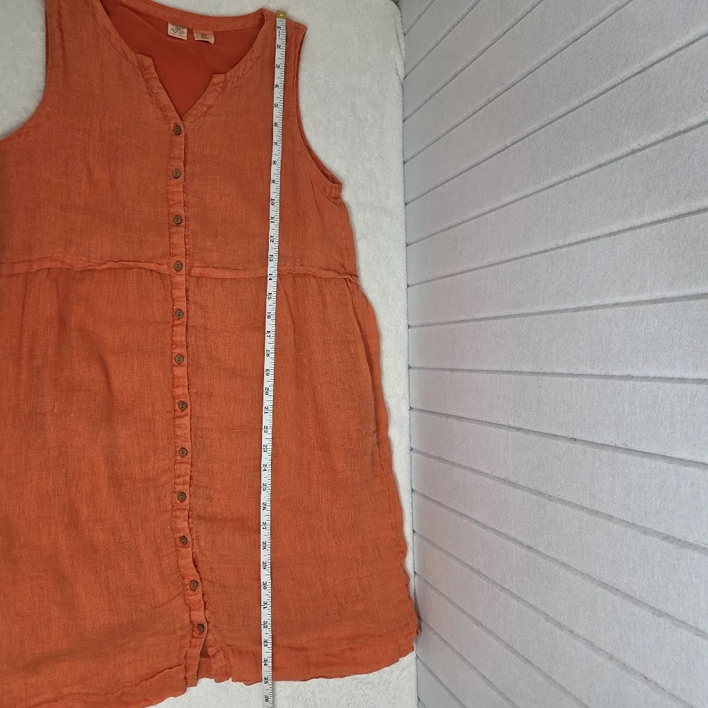 Artisan Ny Linen Orange Sleeveless Dress with pockets  Size S - Image 6