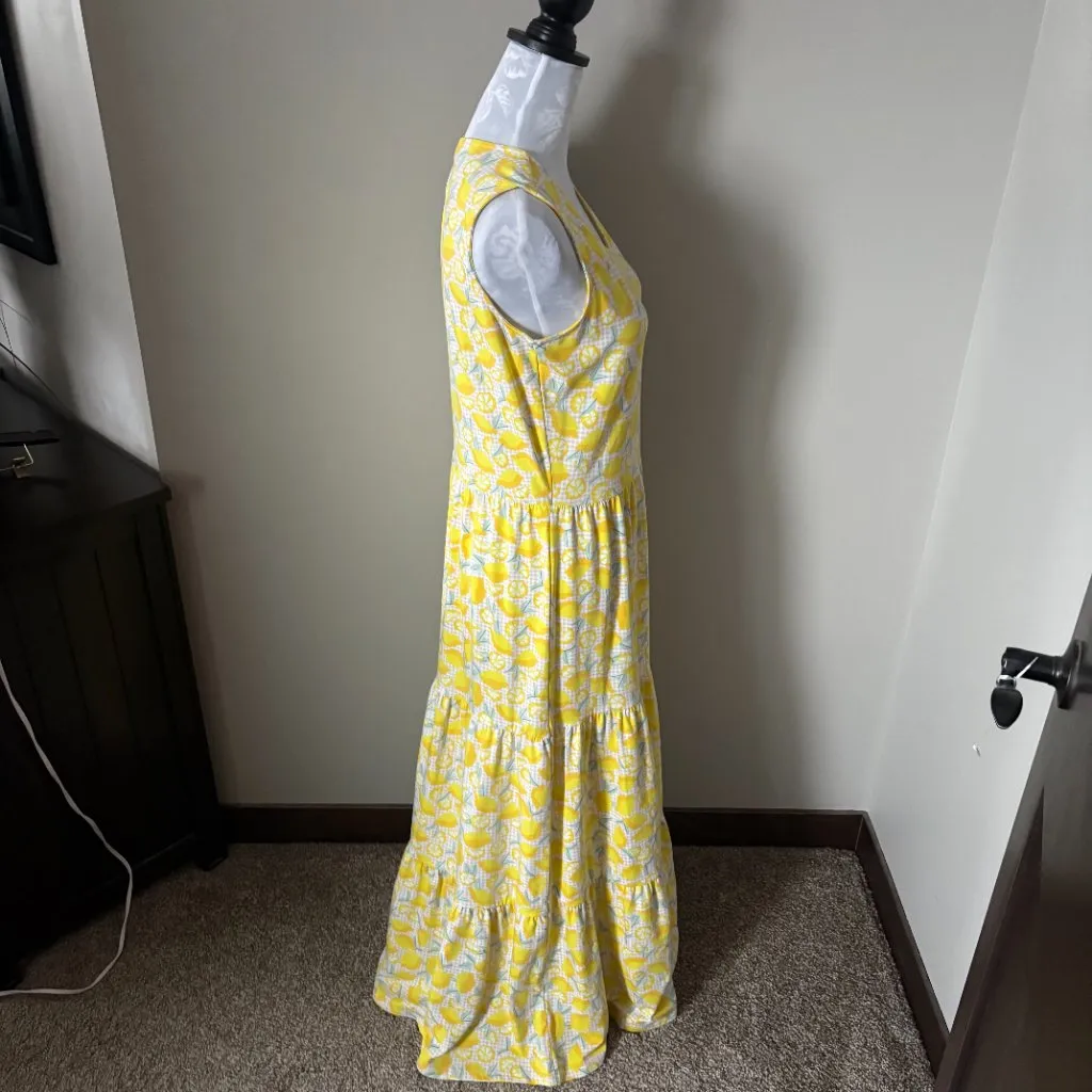 Lands End Women's Sleeveless Tiered Maxi Dress Sun Yellow Lemon Small NWT - Image 4