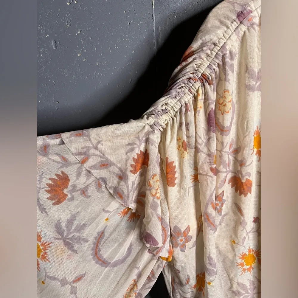 Free People Womens Wild Flower Honey Blouson Floral Print Peasant Top, Small - Image 4