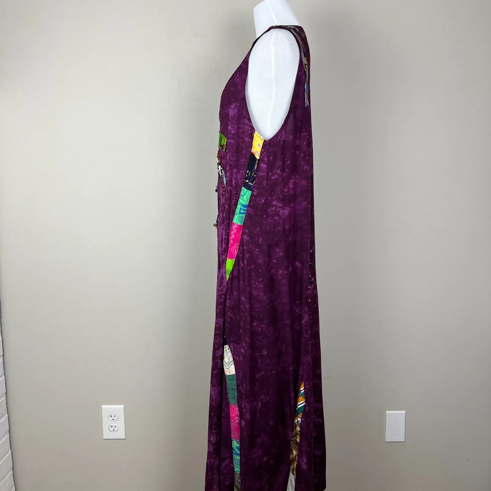 Nativewear Designs Duster Vest Women Medium Purple Tie Dye Boho Patchwork Unique - Image 10