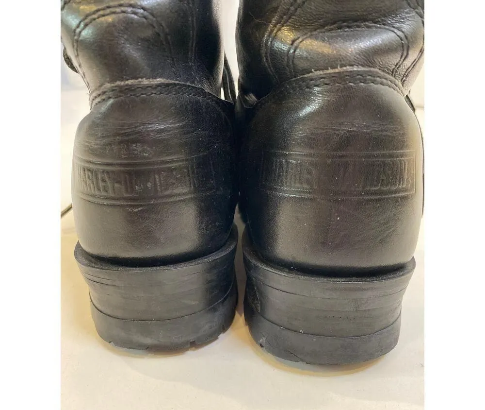 Harley-Davidson Faded Glory Black Lace Up Moto Leather Ankle Boots Sz 7.5 Women - Image 6