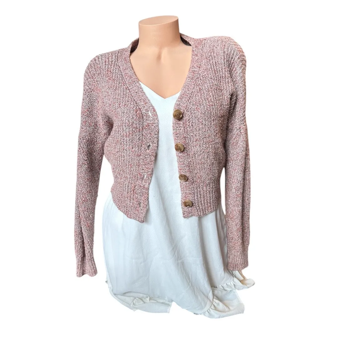 Women’s extra small Pink Marble Button Cardigan - Image 2