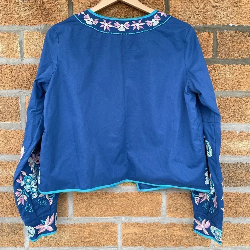 LaBellumHillary ScottLong Sleeve EmbroideredJacket Blue Size M - Image 13