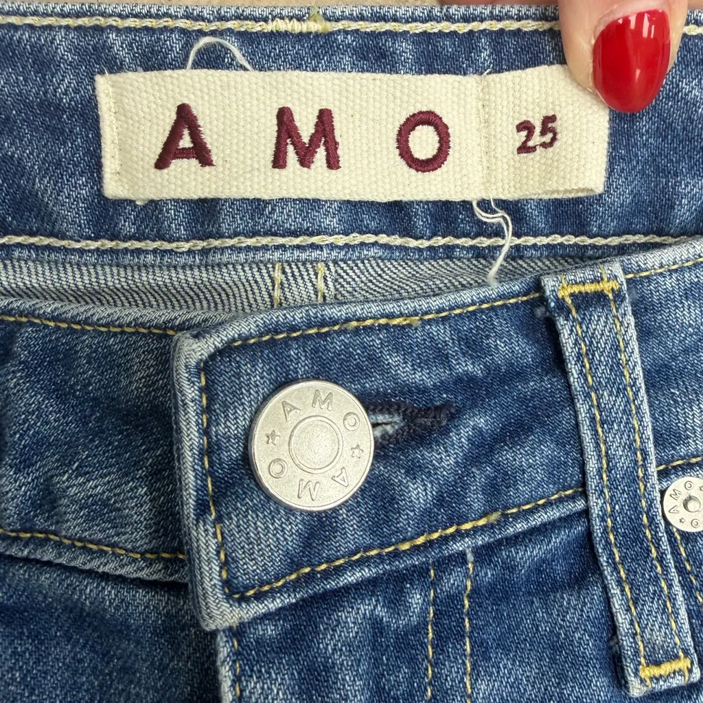 AMO Marjorie Cropped Wide Leg Jeans Blue Size 25 - Image 3