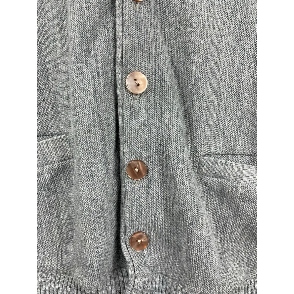 John Wannamaker Gray Cardigan Boyfriend Gray Sweater Pink Button Bishop Sleeve L Size L - Image 3