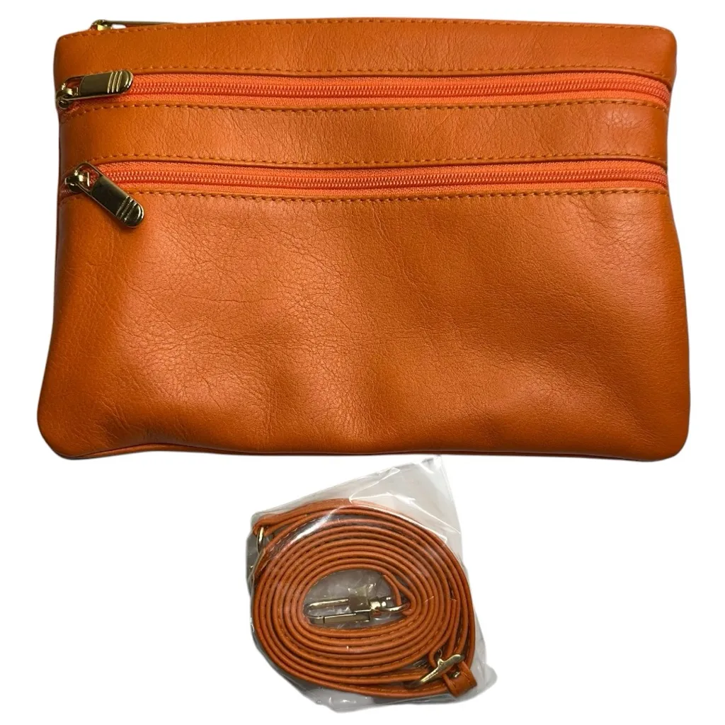 Scuola del Cuoio Firenze Orange Leather Clutch Convertible Shoulder Bag - Image 1