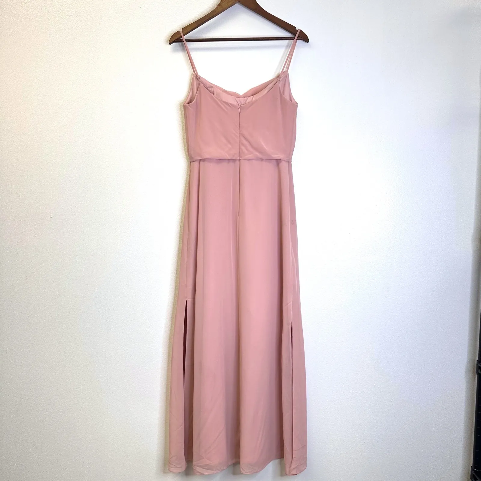 Revelry Skye Chiffon Side Split‎ Dress Blush Rosette Pink Size 6 - Image 5