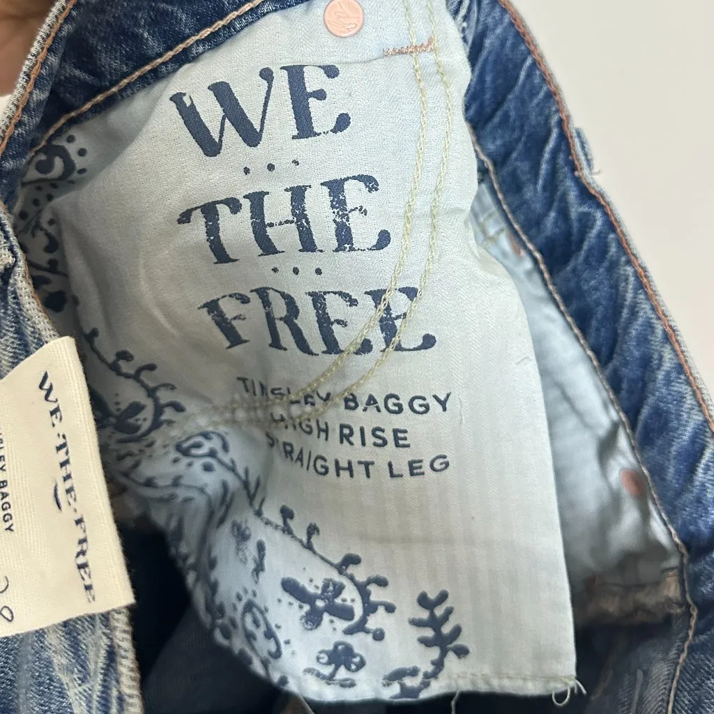 FREE PEOPLE We the Free Tinsley High Waist Baggy Jeans in Wash Steel Blue US 28 - Image 11