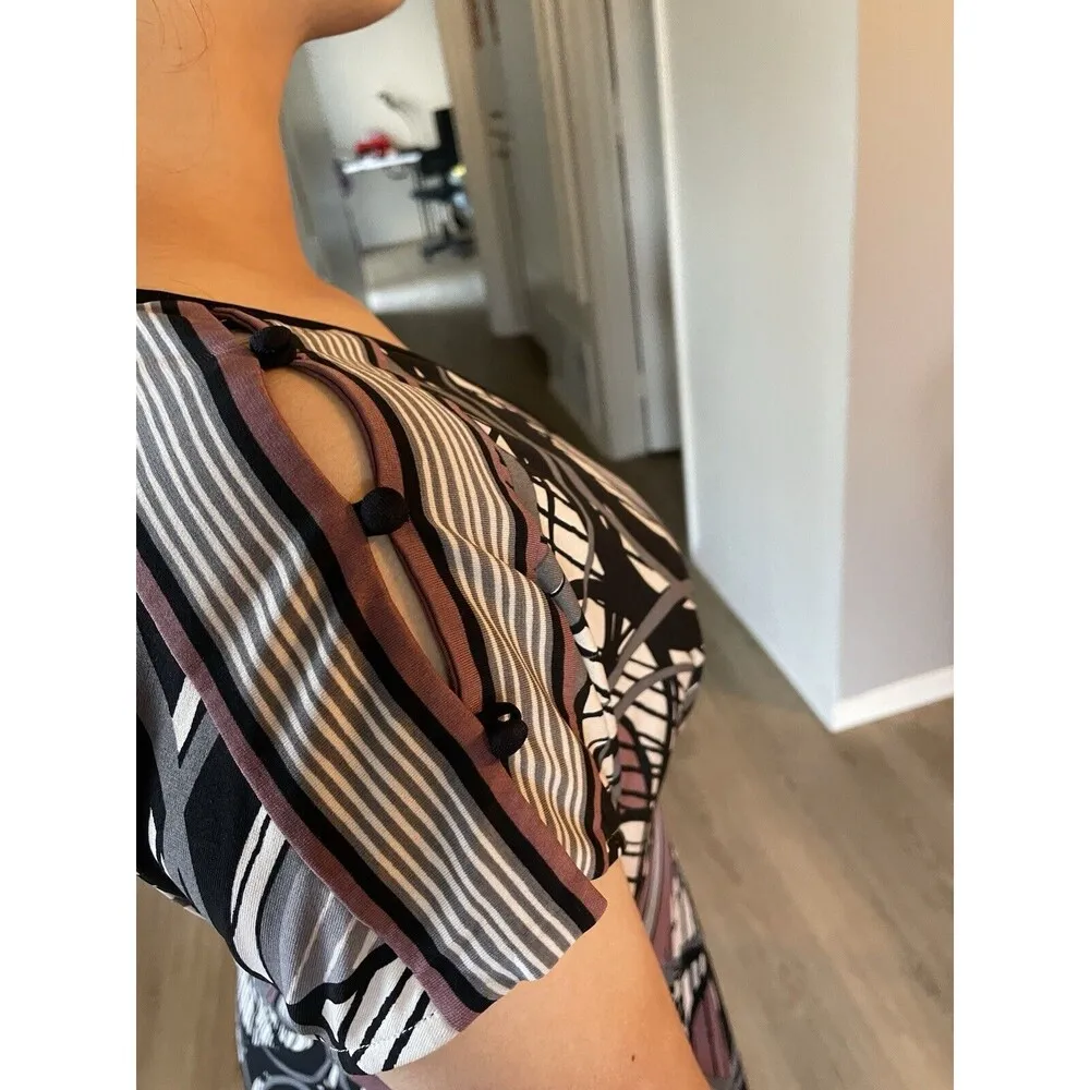 BCBG MaxAzria Women’s V-neck Knee-length Dress Graphic Print Size M Slim Fit - Image 10