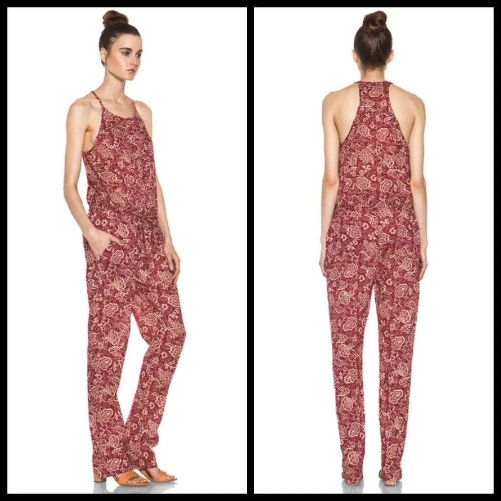 💕ISABEL MARANT💕 ETOILE Seth Jumpsuit Red Floral Print 38 Sleeveless Boho Chic - Image 6
