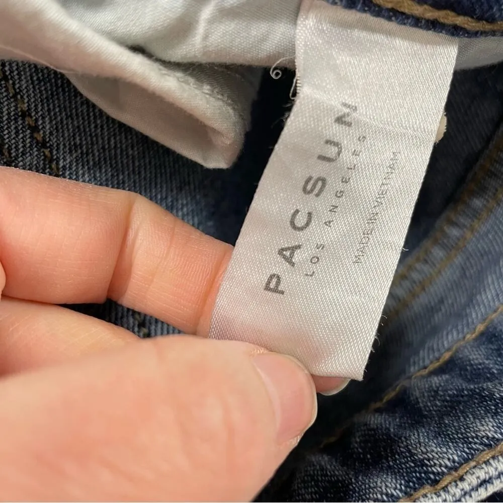 Pacsun Medium Wash High Rise Mom Jeans Womens 28 Short Distressed Blue Denim - Image 7