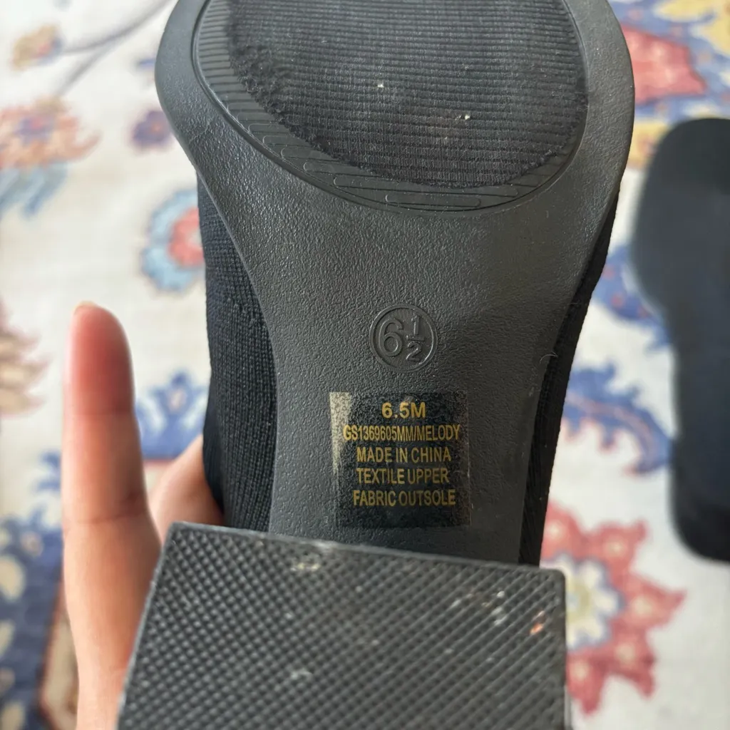 MIA Black Sock Ankle Boots Melody Square Toe Chunky Block Heeled Booties Size 7 - Image 6