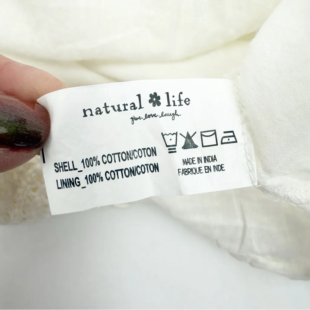 Natural Life Smocked Cotton Eyelet Midi Dress White Boho Bohemian Cottagecore - Image 13