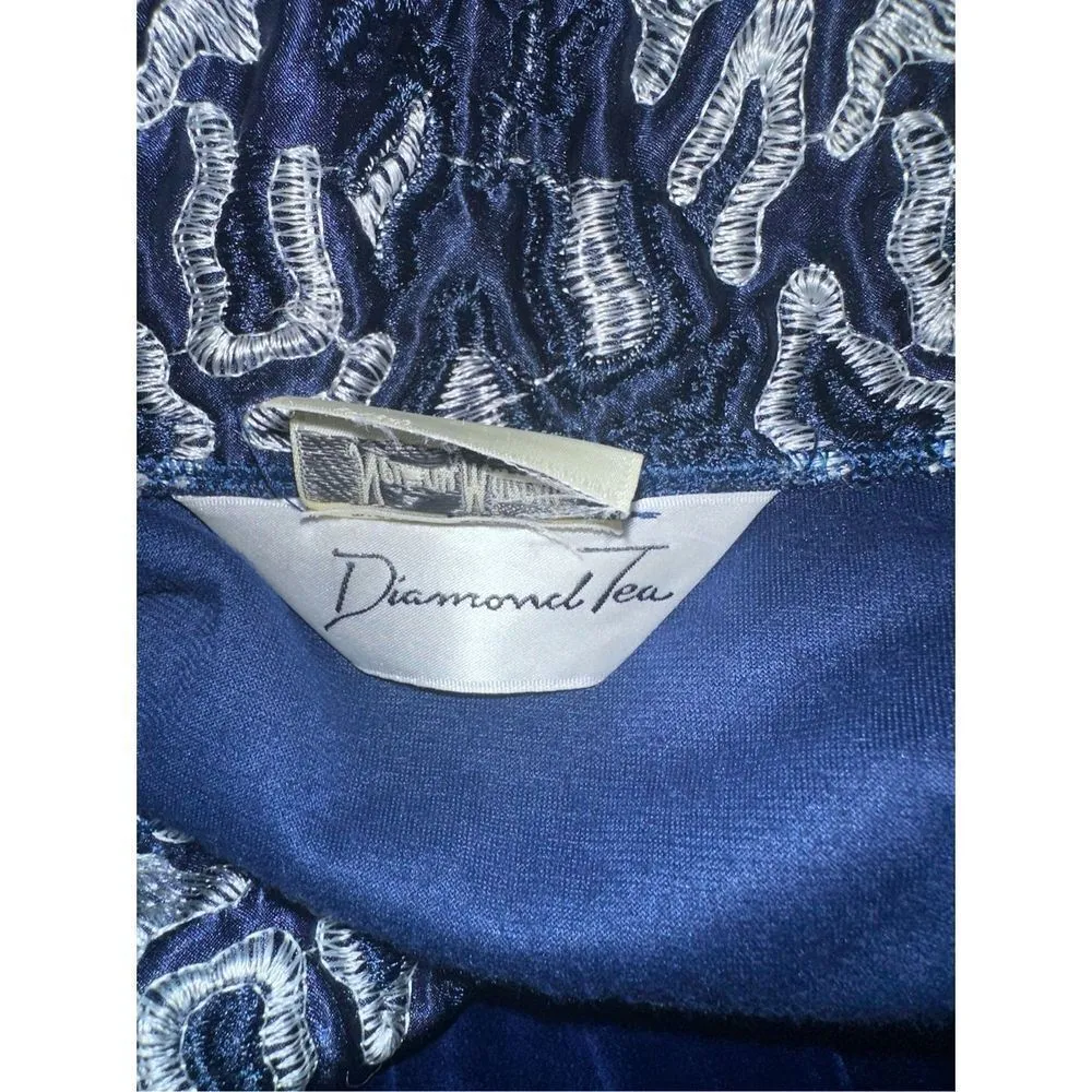 Vintage Diamond Tea Nieman Marcus Zip Front Velour Robe Blue Size undefined - Image 5