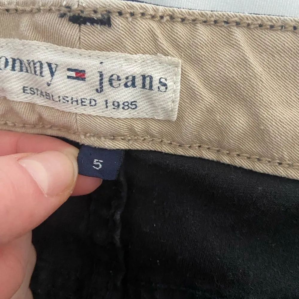 Vintage Tommy Flare Jeans Black Y2K Low Rise Denim Festival Emo Western Cargo 5 - Image 11