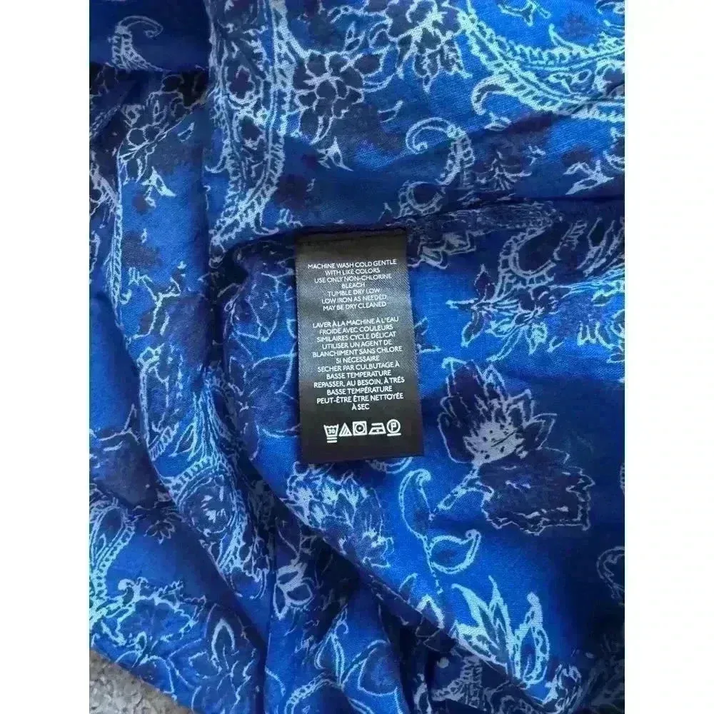 NWT Women's Free People Rose Bud Paisley Print Blue Blouse Size Small LongSleeve - Image 8