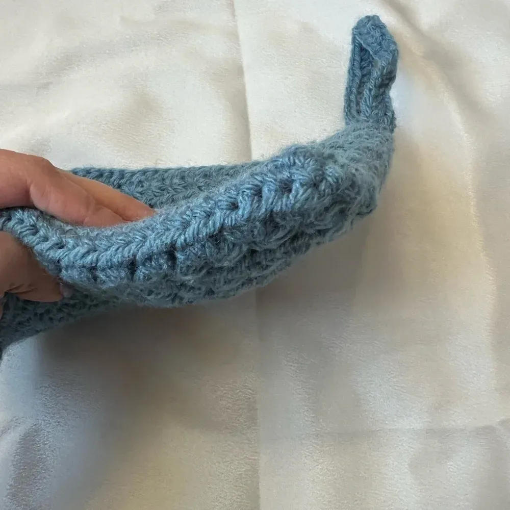 Handmade knit double clasp wristlet‎ Blue - Image 6