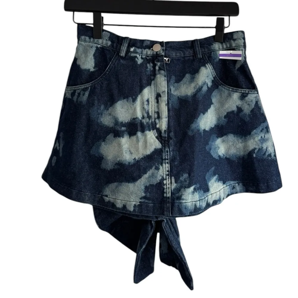 Oríré Bubi Denim Ruffle Mini Skirt Unique 6 Sustainable Nigerian‎ African Blue - Image 5