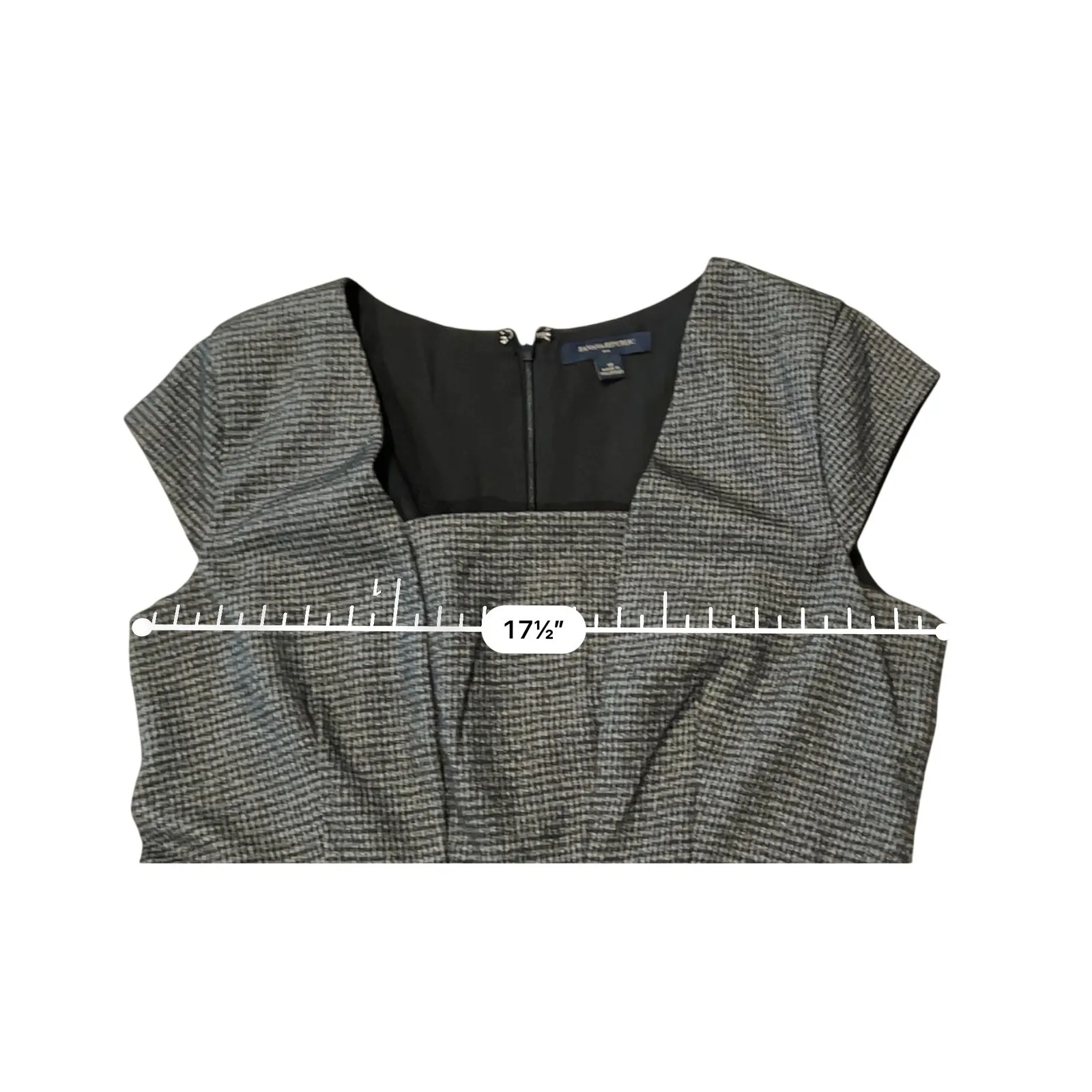 Banana‎ Republic Cap Sleeve Black Check Retro Shift Dress 10 Modern 60s Retro - Image 5