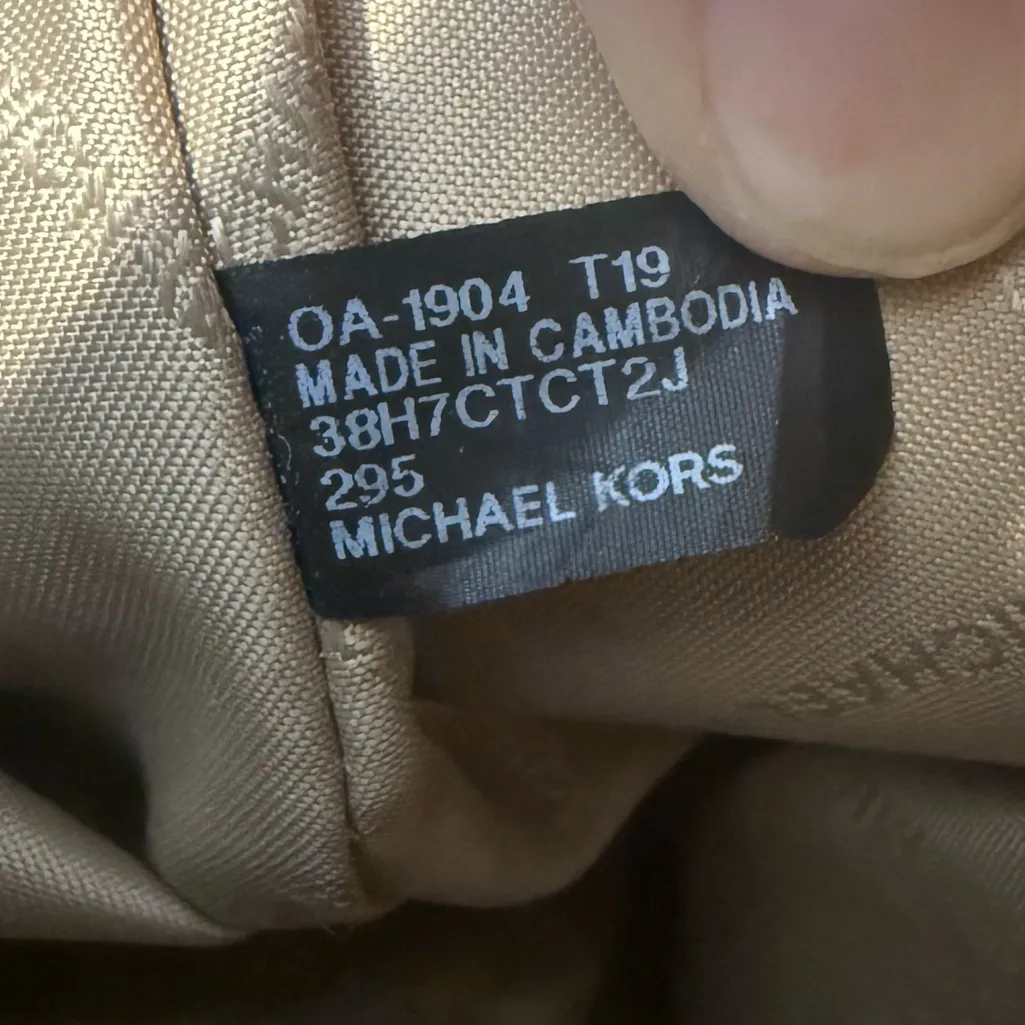 MICHAEL KORS Jet Set East West Signature Monogram Logo Chain Tote Bag Tan Brown - Image 15