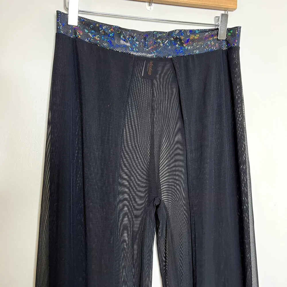 J Valentine Black Mesh Open Slit Festival Rave Costume Pants - Image 2