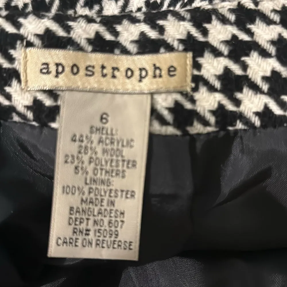 Vtg Apostrophe Black And White Blazer and skirt set wool blend ladies coat SZ 6 - Image 15