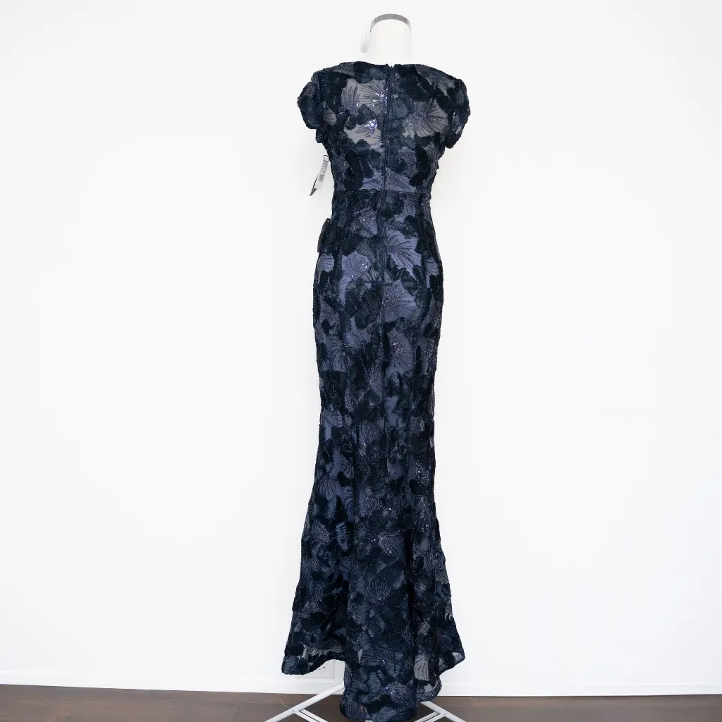 Betsy & Adam - Flower Embroidered Cap Sleeve Gown - Image 3