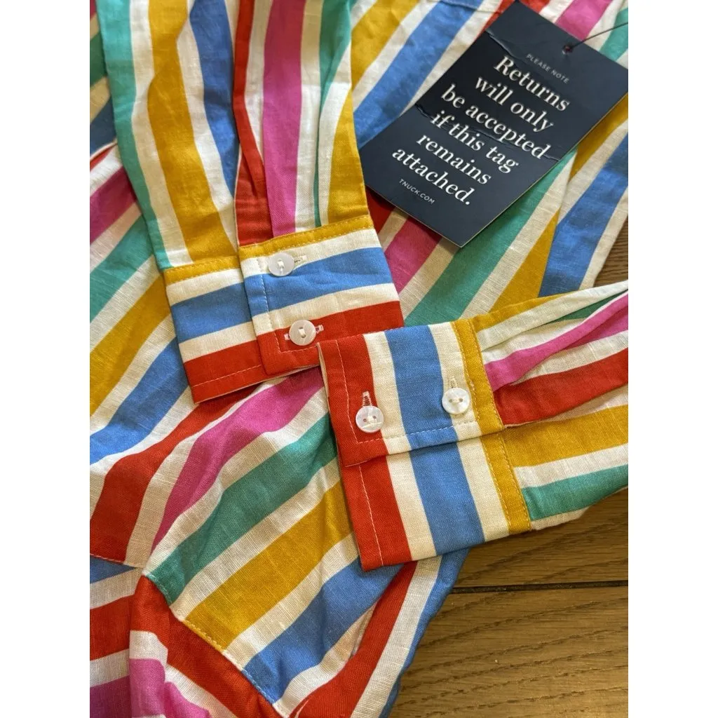 Tuckernuck Callahan Dress XS Rainbow Stripe Mini Dress size Cotton Linen Blend‎ - Image 15